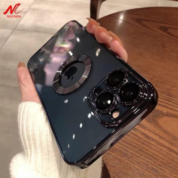 Luxury Transparent Plating Logo Hole Case for iPhone